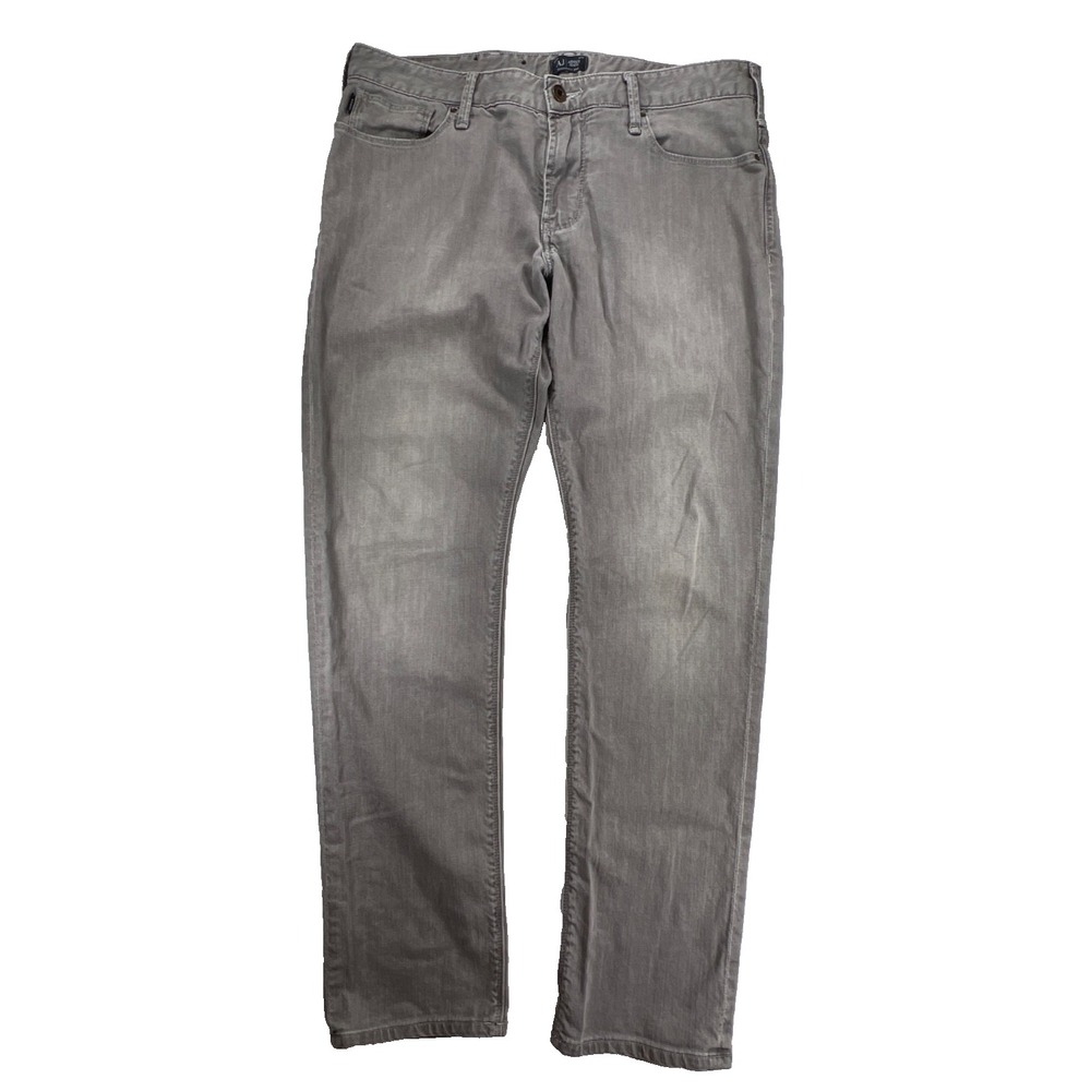 Armani Jeans 32x29 AJ J06 Slim Fit Mens Gray Stretch Denim Modern Y2K 90s Italy